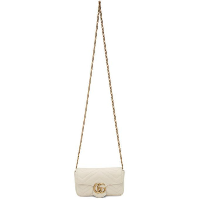 Gucci White Super Mini GG Marmont Bag