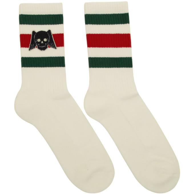 Gucci White Winged Skull Socks