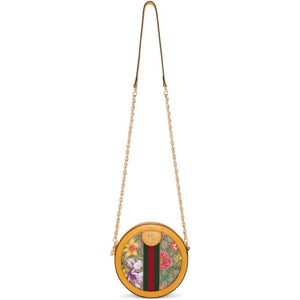 Gucci Yellow and Multicolor Mini Round Ophidia Bag