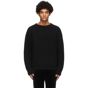 Haider Ackermann Black Wool Ribbed Sweater