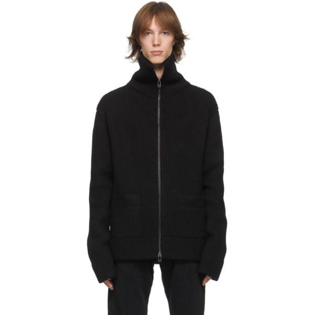 Haider Ackermann Black Wool Zip Cardigan