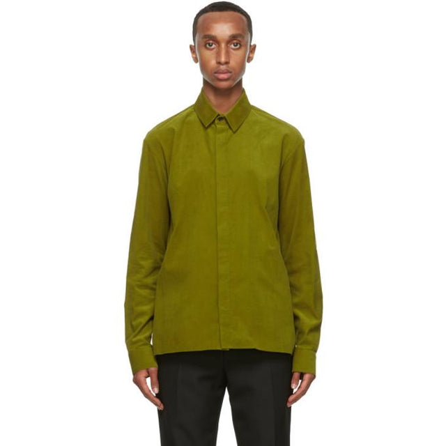 Haider Ackermann Green Corduroy Classic Shirt