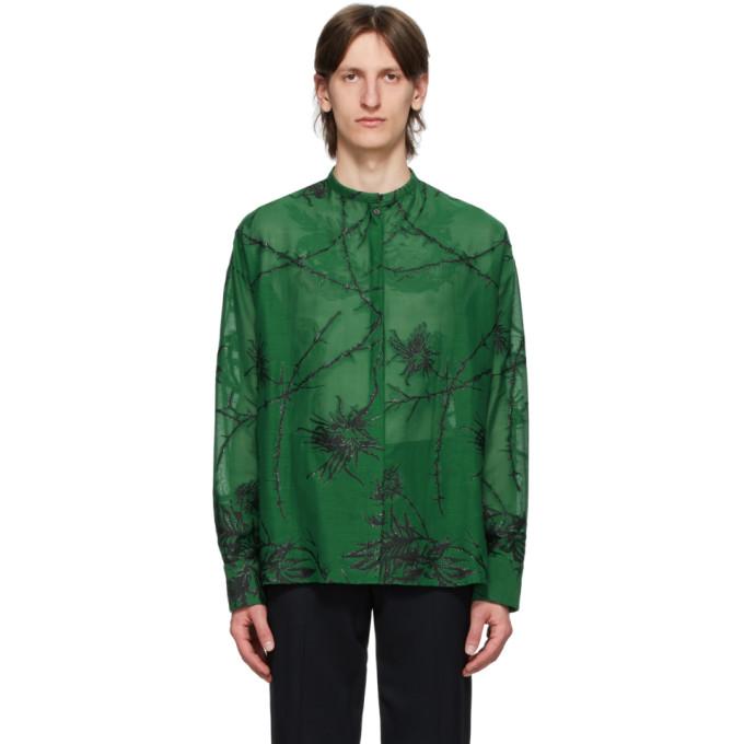 Haider Ackermann Green Embroidered Oversized Shirt