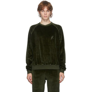 Haider Ackermann Khaki Velvet Embroidered Sweatshirt