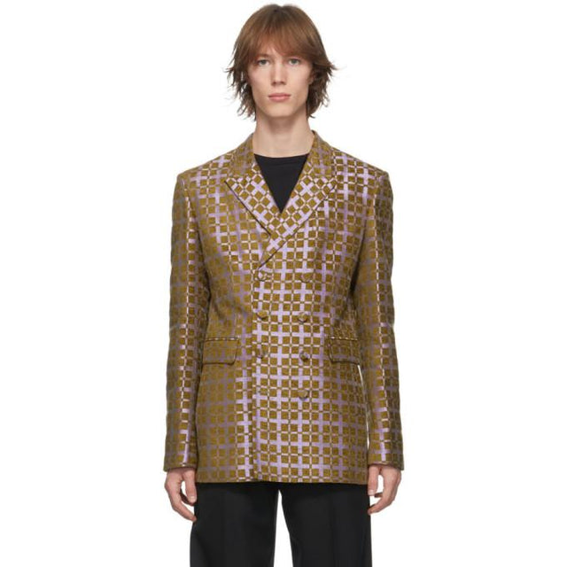 Haider Ackermann Purple and Green Double-Breasted Blazer