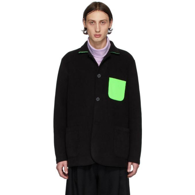Harris Wharf London Black and Green Polaire Dropped Shoulders Jacket