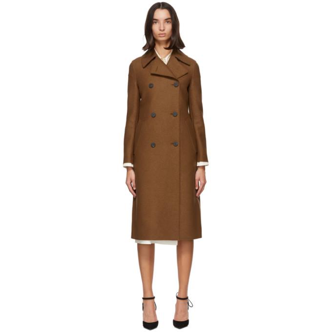 Harris Wharf London Brown Pressed Wool Military Coat