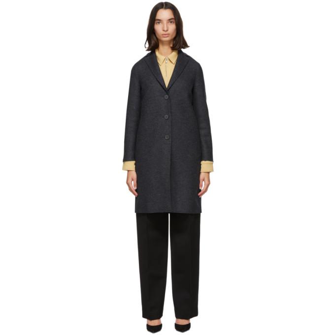 Harris Wharf London Grey and Navy Pressed Wool Coat