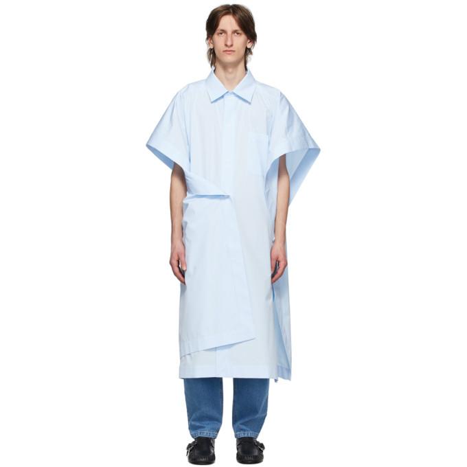 Hed Mayner Blue Cotton Square Long Shirt