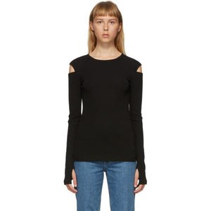 Helmut Lang Black Rib Slash Long Sleeve T-Shirt