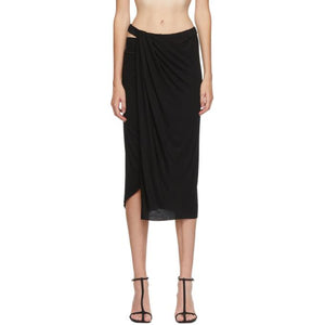 Helmut Lang Black Ruched Jersey Skirt