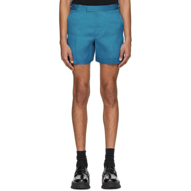 Helmut Lang Blue Silk Satin Shorts