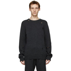 Helmut Lang Grey Heritage Distressed Sweater