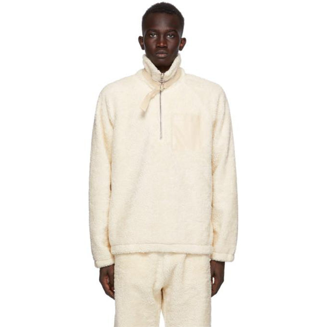 Helmut Lang Off-White Sherpa Half-Zip Sweatshirt