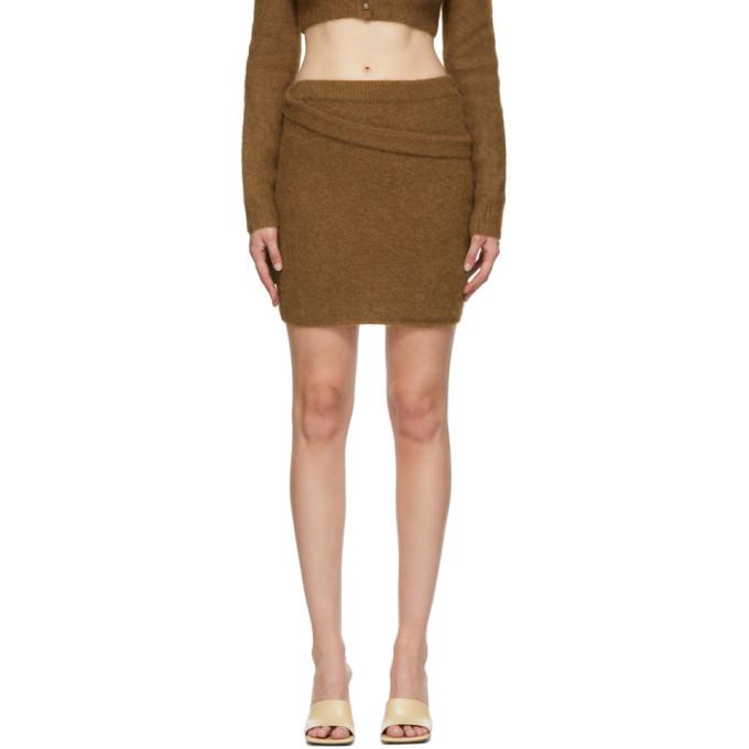 Helmut Lang Tan Alpaca Double Waistband Skirt