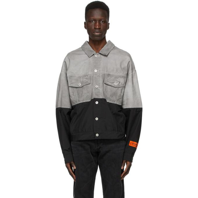 Heron Preston Black and Grey Trucker Jacket