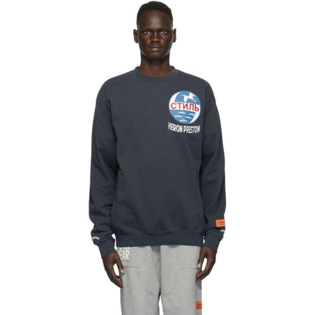Heron Preston Navy Style Inc. Logo Sweatshirt