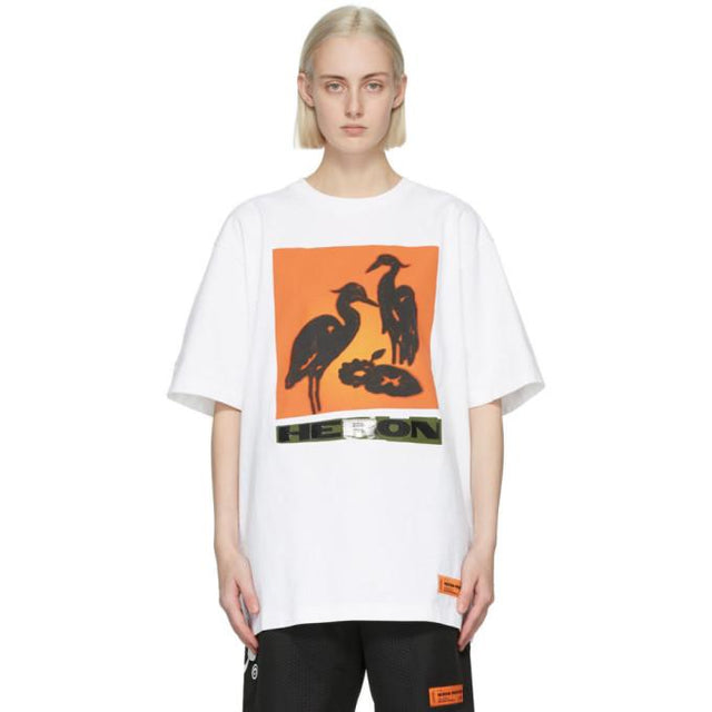 Heron Preston White and Orange Nightshift T-Shirt