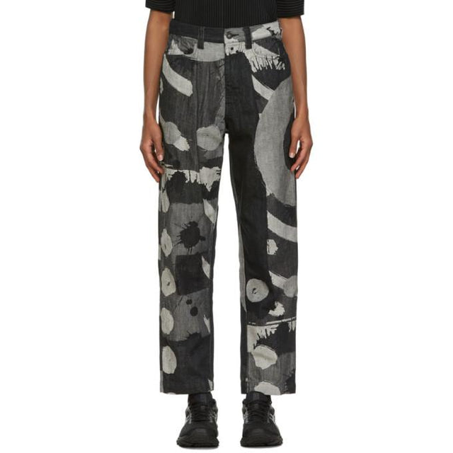 Homme Plisse Issey Miyake Black and Grey Big Brush Jeans