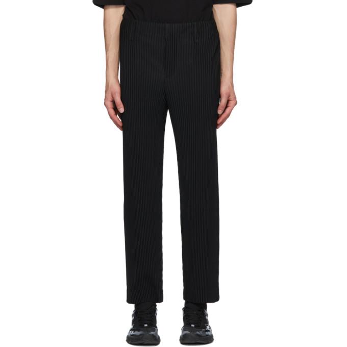 Homme Plisse Issey Miyake Black Pleated Straight Trousers