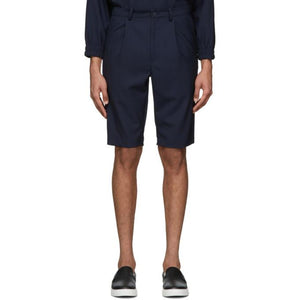 House of the Very Islands Navy Wool Bumper Shorts