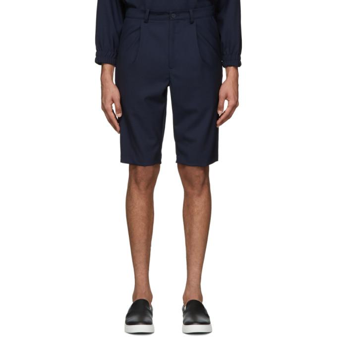 House of the Very Islands Navy Wool Bumper Shorts