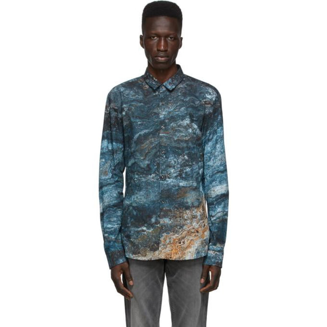 Hugo Blue Marble Print Ero3-W Shirt