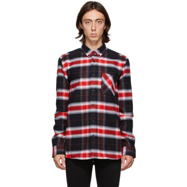 Hugo Red and Black Check Ermann Shirt