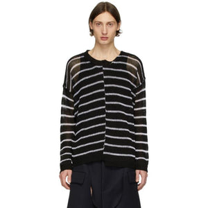 Isabel Benenato Black and White Half Collar Oversized Sweater
