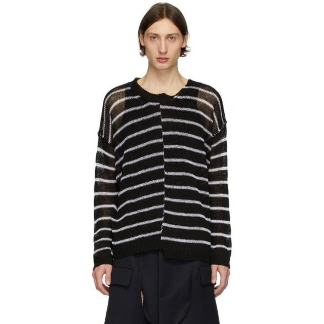 Isabel Benenato Black and White Half Collar Oversized Sweater