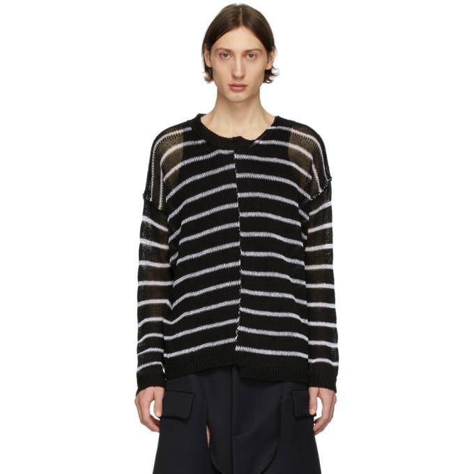 Isabel Benenato Black and White Half Collar Oversized Sweater