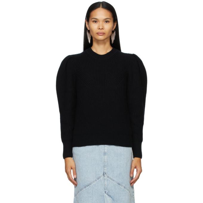 Isabel Marant Black Wool and Cashmere Robin Puff Sleeve Sweater