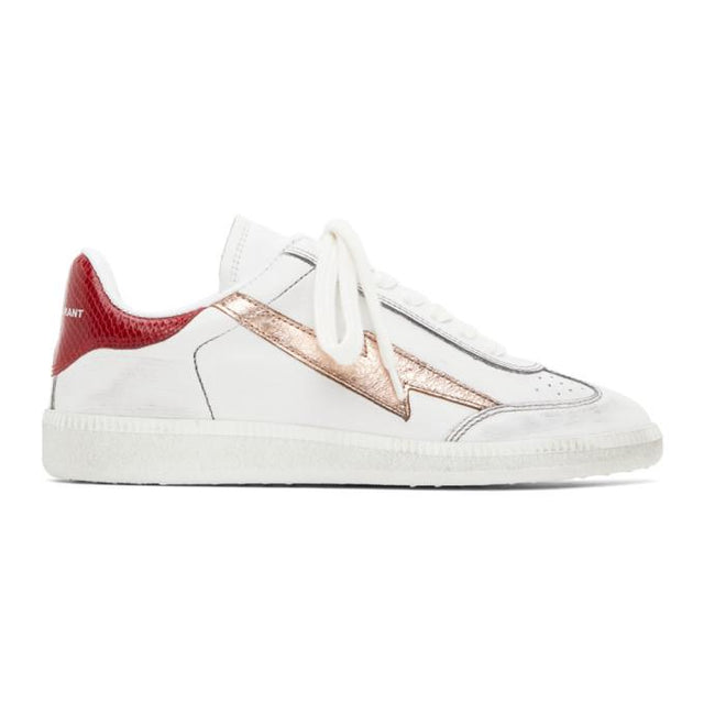Isabel Marant White and Rose Gold Bryce Sneakers