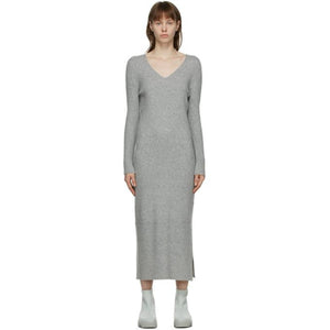 Issey Miyake Grey Wool Rib Knit Dress