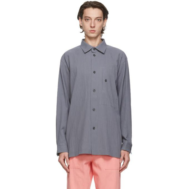 Issey Miyake Men Grey Cotton Drip Shirt