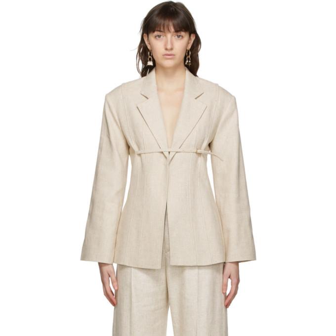 Jacquemus Beige Linen La Veste Sauge Blazer
