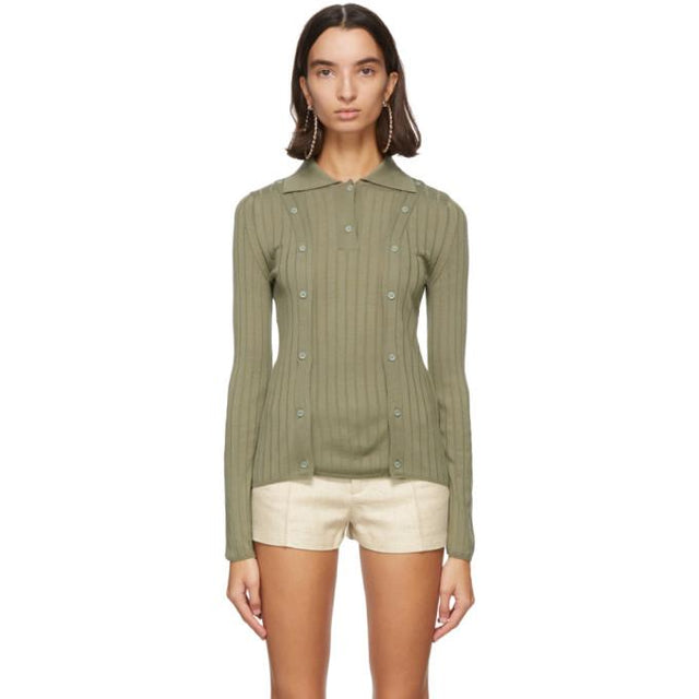 Jacquemus Green Wool La Maille Baho Polo