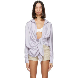 Front knot gathered blouse - Lavender