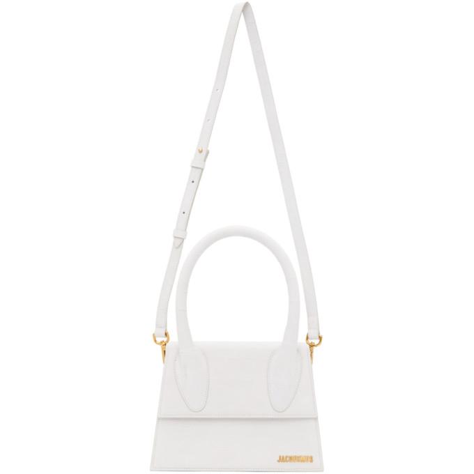 Jacquemus White Croc Le Grand Chiquito Top Handle Bag