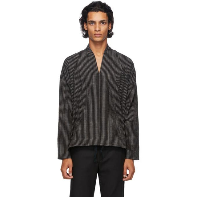 Jan-Jan Van Essche Black Organic Cotton Striped Shirt