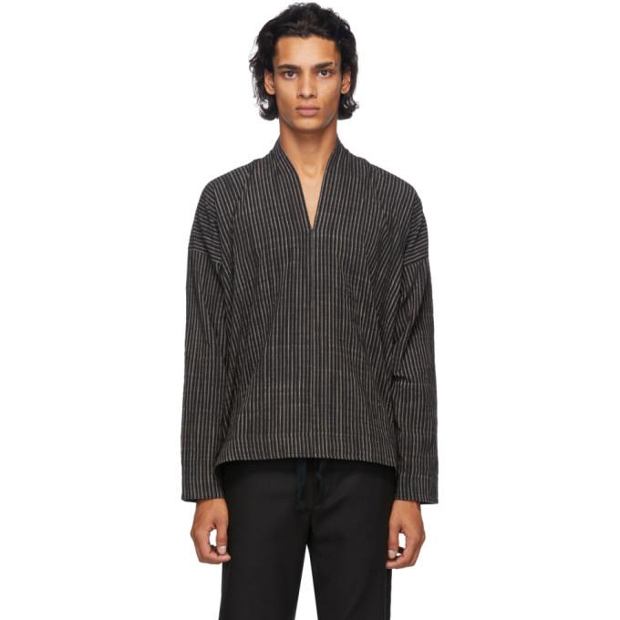 Jan-Jan Van Essche Black Organic Cotton Striped Shirt