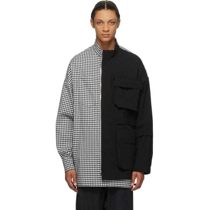 JERIH Black and White Gingham Check Shirt