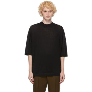 Jil Sander Black Wool Short Sleeve Sweater