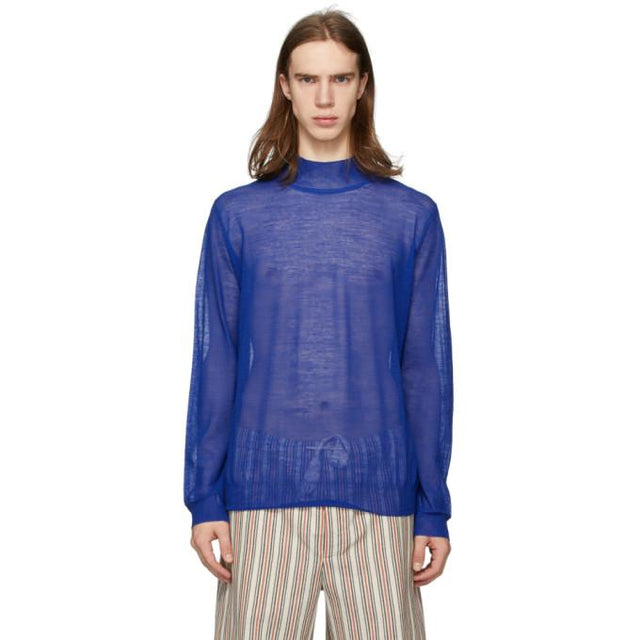 Jil Sander Blue Wool Turtleneck