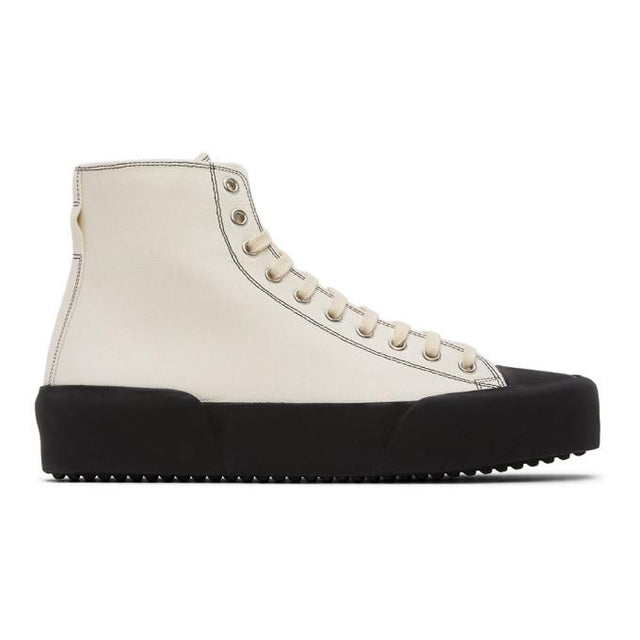 Jil Sander Off-White Canvas High-Top Sneakers