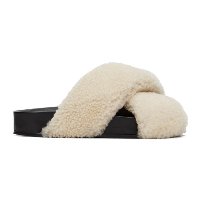 Jil Sander Off-White Fuzzy Sandals