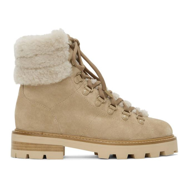 Jimmy Choo Beige Shearling Eshe Hiking Boots