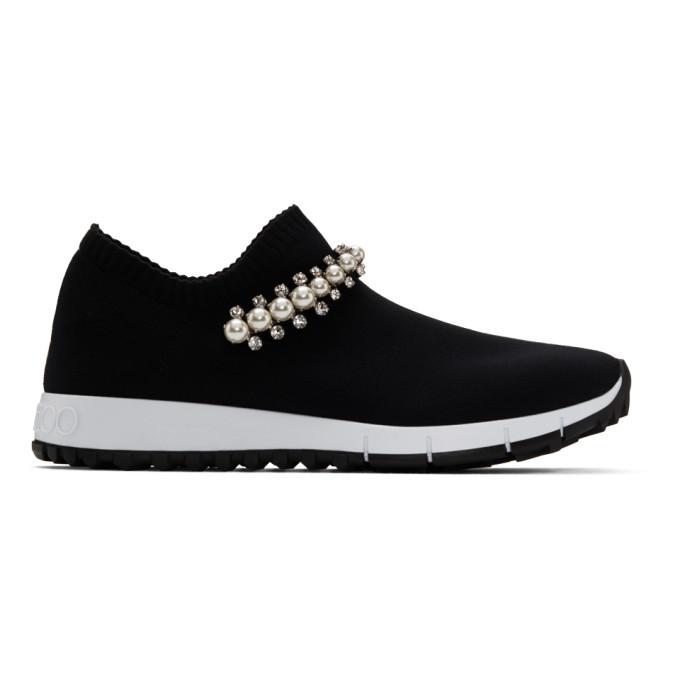 Jimmy Choo Black Crystal and Pearl Verona Sneakers