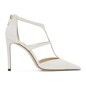 Jimmy Choo Off-White Nappa Saoni 100 Heels