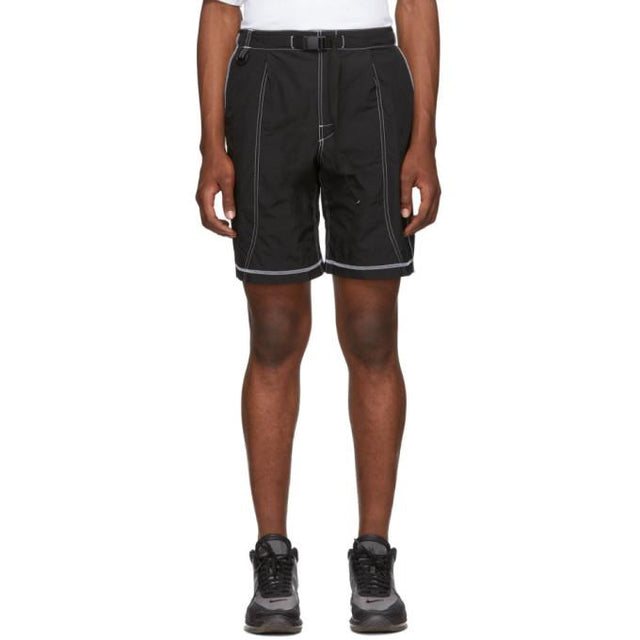 John Elliott Black High Shrunk Nylon Mountain Shorts